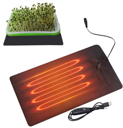 Värmematta för plantor | PVC läder vattentät 8,5 W växtvärmesyna, 45? -50? Varm hydroponik värmedyna, USB-driven, växtmattor för plantor, 3 justerbara temperaturinställningar