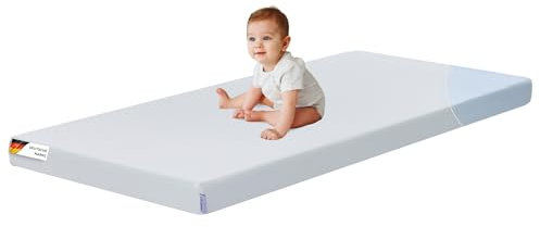 Arensberger Kindermatratze Babymatratze Nora | 60x120cm Höhe 12cm | Bezug waschbar & abnehmbar | punktelastischer Gelschaum | Jugendmatratze, allergikerfreundlich Premium Bezug
