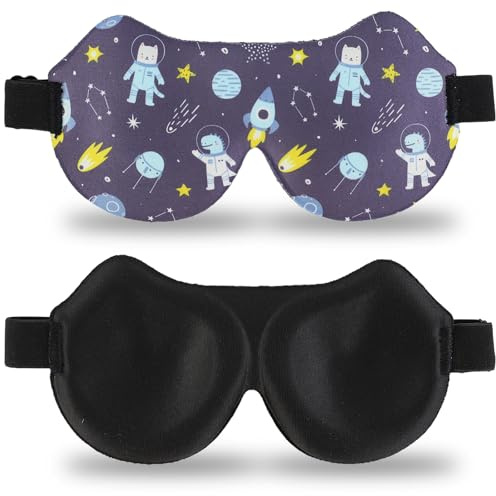Yemiany Mascherina per Dormire Bambini, 3D Benda per Dormire, Maschera Occhi per Dormire, Animale Astronauta