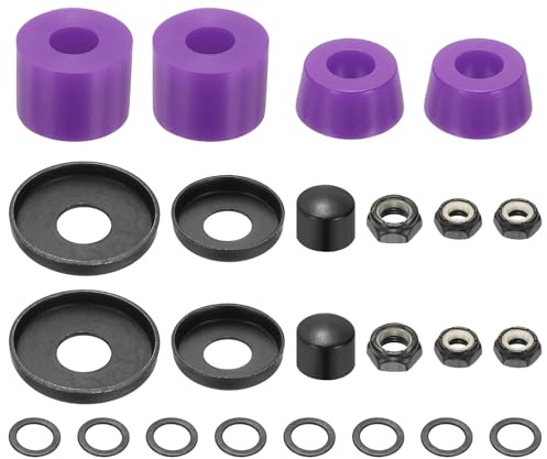 YELARXI Skateboard Bushings, Skateboard Truck Rebuild Long-Board Kit Bushings Washers Pivot Cups-Fitting for (Outdoor Skateboard Parts) 92A & PU & Purple