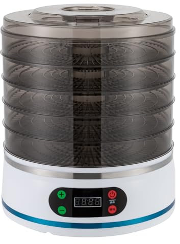 Essiccatore alimentare disidratatore per frutta 350 W essiccatore 35 – 70 ℃ desktop asciugatrice per jerky, frutta, erbe, verdure con 5 scomparti per controllo della temperatura