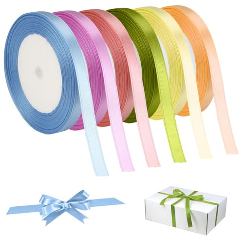 6 Colori Nastri Colorati, 10Mm X 22M Nastro Raso Colorato, Nastrino Per Bomboniere, Nastri Colorati Stoffa, Nastro Di Raso Per Palloncini, Fiocchi, Decorazione Di Cerimonia Nuziale