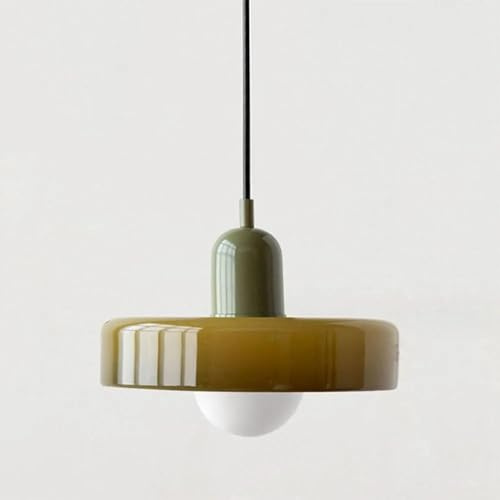 Lampe à suspension vintage du milieu du siècle, luminaire suspendu en verre et pour chambre, salon, cuisine, plafonnier décoratif rétro(E,25cm)
