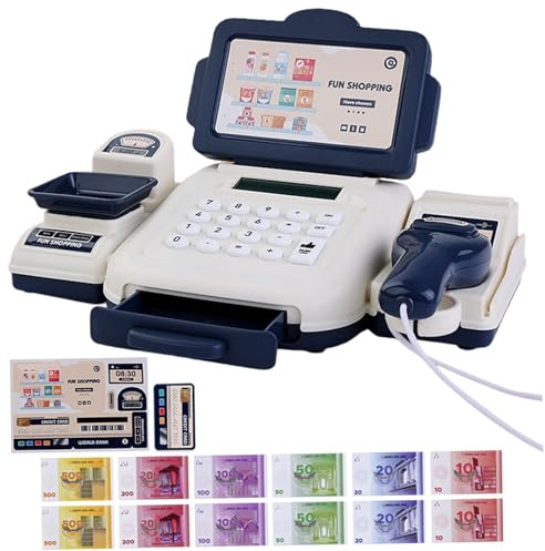 Grtheenumb Caisse enregistreuse, Caisse enregistreuse Jouet avec Scanner, Fonction de Calculatrice pour Enfants avec Carte de crédit, achats éducatifs jusqu'à Jouets Jeu rôle