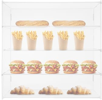 Vitrine de comptoir à 4 étages en acrylique transparent pour boulangerie, pâtisserie, 50 x 26 x 49,5 cm, armoire à pain transparente jusqu'à 4 kg