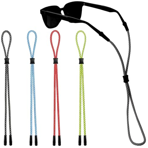 Rayakt Fascia per occhiali da uomo e da donna, con design riflettente, fasce per occhiali per la corsa e le attività all'aperto, set da 4 (turchese, nero, rosso, verde chiaro)