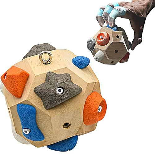 QIANSSE Climbers Gift Boulder Ball, 3D Wooden Training Block for Grip Strength Perfect Rock Climb for Adults Bouldering Gift Climber Accessories