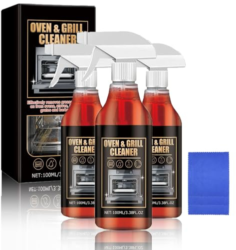 Oven Cleaner Spray, ugn och grillrengöringssats, extra stark ugnsrengörare, ugns- och grillrengöringsspray för köksfläktar, gasgrill, rostfritt stål, kök (3 st)