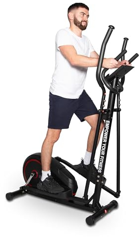 JLL CT200 Home Elliptical Cross Trainer, 2025 Model, 8 Level Magnetic Resistance, Cardio Workout, Advanced Momentum Mechanism to resemble 10kg, Console Display with Heart Rate Sensor Black & Red