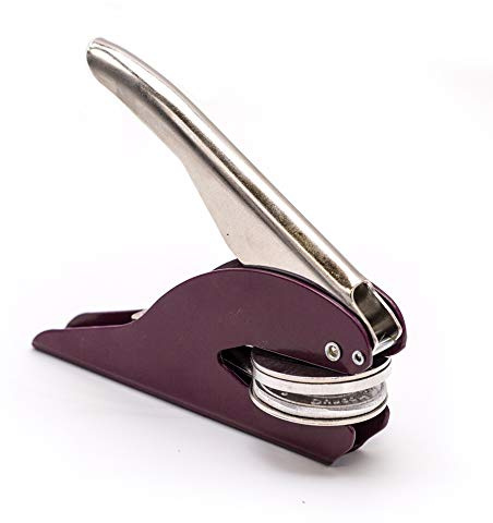 Personalised Book Embossing Stamp; Ex Libris or Library of Stamp for Book Readers, Book Collectors and Libraries. Lots of Designs to Customise with Company/Personal Name (Maroon)