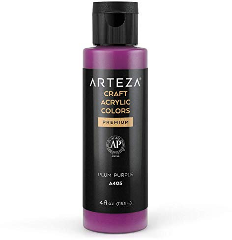 ARTEZA Craft Acrylfarbe, A405 Pflaume, 118 ml Flasche, wasserbasierte, mischbare, matte Acrylfarbe für Kunst- und DIY-Projekte auf Glas, Holz, Keramik, Stoffen, Papier und Leinwand