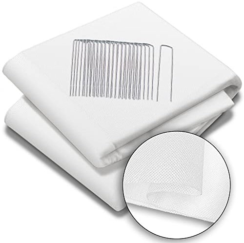 VOUNOT® Tessuto Non Tessuto per Piante 50g/m², Telo Antigelo Piante Protezione Invernale con 20 Pioli, Vello Protettivo da Giardino 1.5x20m, Bianco