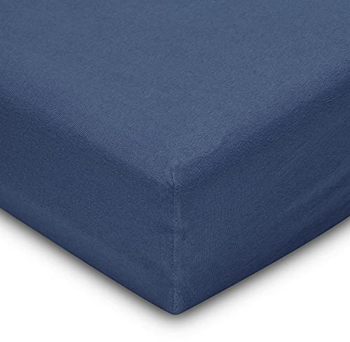 Flowen Spannbettlaken 120x190 cm Mikrofaser Spannbetttuch Marineblau für Bett Atmungsaktive Hypoallergene Bettlaken Anti-Milbe Leicht Weich und Knitterfrei mit 30 cm Tiefe Tasche Maschinenwaschbares