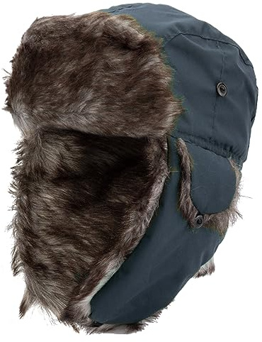 NONMON Chapeau de Trappeur Hiver Unisexe, Homme Femme Chapka Bonnet d'aviateur Tropper Russe en Fausse Fourrure avec Oreille Chaude, Imperméable Coupe-Vent pour Ski Cyclisme Activités Neige - Bleu