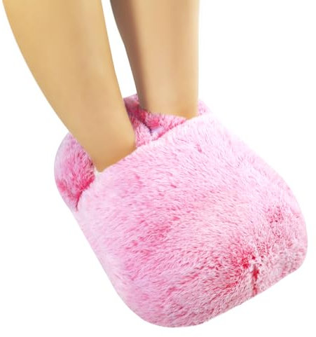 SUPERFA Rubber Hot Water Bottle for Feet, Feet Warmers for Women, Foot Warmer Slippers for Winter (Pink)
