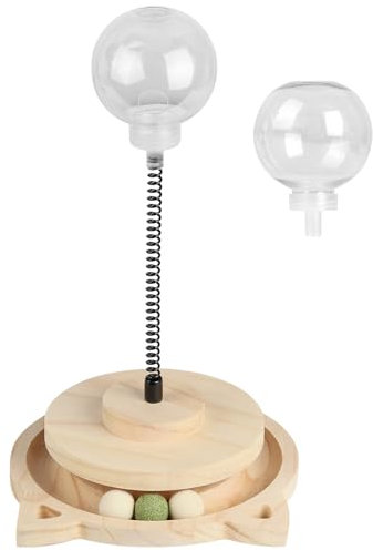 Vefhby 2 in 1 Katzenspielzeug Selbstbeschäftigung Katzen Zubehör mit Futterspielzeug Ball Interaktives Katzenspielzeug Intelligenz Aus Holz