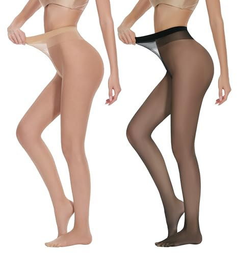 AKKQHH Strumpfhosen Damen Transparent 20 DEN Feinstrumpfhose High Waist Reißfest Seidenstrumpfhose Komfortbund Seidig Stützstrumpfhose Druckfreier 2er Pack