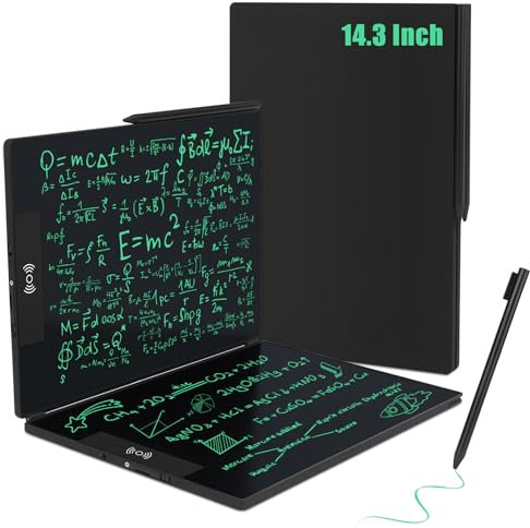 LCD Schreibtafel, Czemo14.3 Zoll Faltbare LCD Maltafel für Erwachsene Büro, Digitales Zeichenbrett mit 0.5mm Monochromlinien, Schreib-Zeichenblock für Notizen, Memo, to-Do-Listen, Skizzen