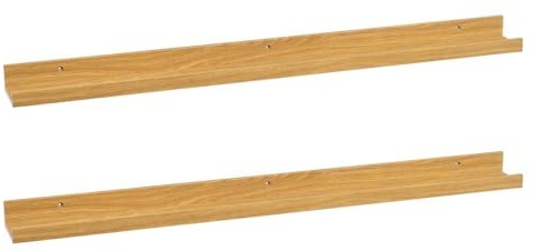 2 estantes flotantes de pared de madera color roble de 100x9,5x5 cm