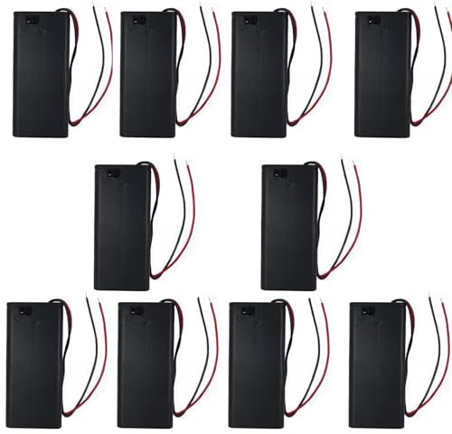10 stycken 2 × 1,5 V 3 V AA plast batterihållare med fodral, anslutningskabel och på/av-brytare AA batterihållare på/av strömbrytare och skydd