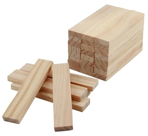Paquete de 30 Unidades Bloques de construcción de Madera 112 x 22 x 8 mm, para Construcción y Revestimientos, Madera Natural para Proyectos Creativos