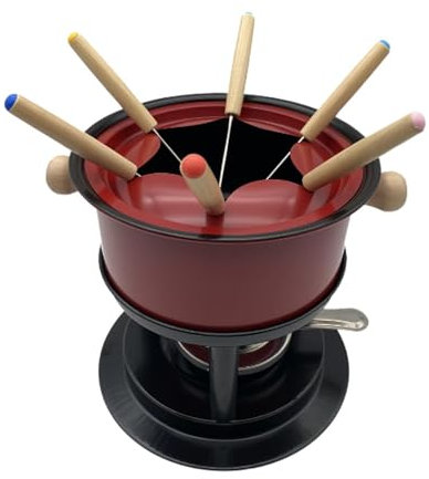 MagiDeal Fondue Pot Set Portátil con 6 Palos Fondue Maker Pot Olla Fondue de Queso para el Queso Hogar Fuera de la Cocina