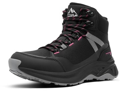 NORTIV 8 Women's Hiking Boots Waterproof Lightweight Outdoor Trekking Comfortable Non-Slip Backpacking Camping Ankle Boot Hollow,Size 7,Black,NWUMHB2501