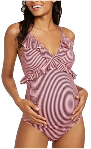 Costume da Bagno Premaman Donna Estivo Bikini Intero/Fascia con Stampa a Righe Design Comodo e Regolabile Perfetto per Mare, Piscina e Spiaggia Moda maternità con Sostegno e Copertura Elegante (XL)