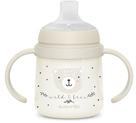 Suavinex, Tazza da apprendimento per bambini, con manico, si illuminano al buio, bicchiere con beccuccio a prova di perdite in silicone, con valvola anticolica per bambini +6 mesi, ideale per notte