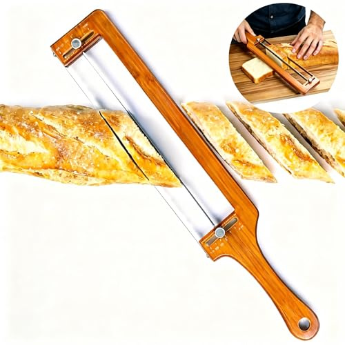MOGUCOPAT Adjustable Bread Knife for Homemade Bread – Manual Sourdough Bread Slicer with Stainless Steel Serrated Blade & Precision Thickness Guide (¼–2), Ideal Gift for Home Bakers