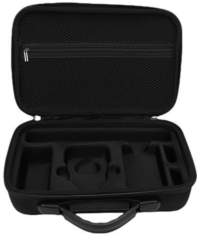 Jopwkuin DJ 360 Action Camera Bärväska med Axelrem för Resor PU Läder Hard Shell Skyddande Förvaringsväska Dammtät Svart 13,6x8x3,6in