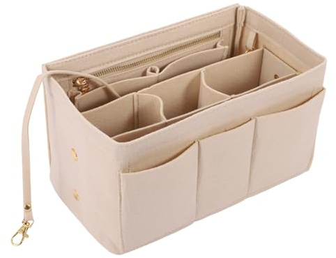 Wotrilw Organizador de Bolso de Fieltro, Organizador Bolso Tote con Llavero, con Múltiples Compartimentos, Interior Extraíble Mano Bag Organizer, Utilice un Sistema de Almacenamiento Cosméticos