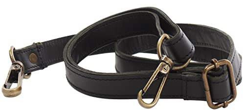 LECONI Trageriemen Leder Schulterriemen schmaler Schultergurt für Taschen Umhängegurt längenverstellbar 2,5x150cm schwarz LEC-R4
