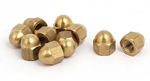 sourcing map 10pcs M5 Écrou Borgne à filetage femelle DIN1587 calotte dôme tête ton laiton