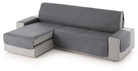 Textilhome Cubre Chaise Longue Adele 200cm Acolchado Izquierdo Gris