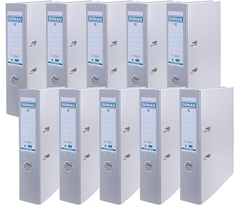 Raccoglitori per Ufficio DONAU Master/Certificato FSC, Materiale: PP, A4/ 75 mm - 7,5 cm, colore: Grigio/Confezione da 10-10 pezzi/Classificatore Registratore