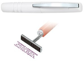 NEU, Taschenstempel im Kugelschreiber-Design, HERI New Travel Stamp weiss 2614