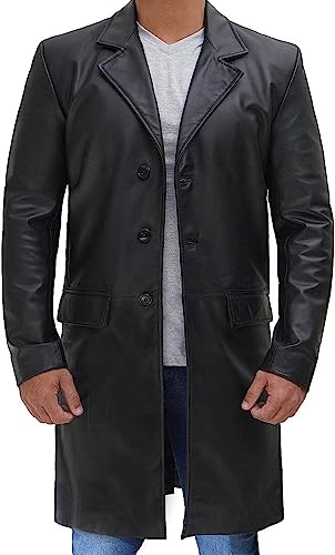 Decrum Black Leather Long Jacket Men - Leather Coat | [1501896] Walking, 2XL