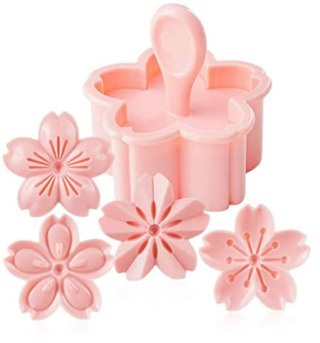 Ensemble de tampons à biscuits, moule à gâteau de lune avec 4stamps, biscuit pressant DIY Décoration Moule de gâteau de coupe à main pour cuisson Sakura tampon