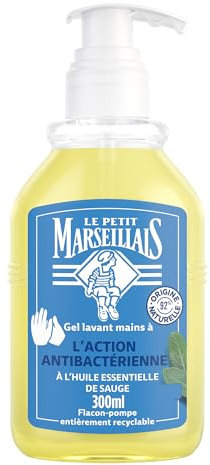 Le Petit Marseillais | Antibakterielles Waschgel Nachfüllpack (300 ml Pumpflasche) - Flüssigseife mit ätherischem Salbeiöl - 92% Inhaltsstoffe natürlichen Ursprungs