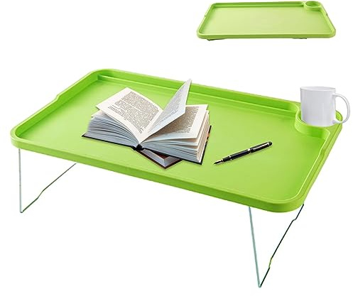 SunaOmni Tavolino Pieghevole Da Letto Per Laptop, Scrivania Multifunzione Con Portabicchieri E Vassoio Per Scrivere Mangiare