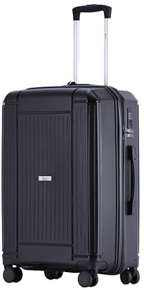PCG THE HARD CASE (Schwarz, L -Premium Hartschalenkoffer-mit TSA Schloss-4 Rollen-Leichter Reisekoffer- robust & stabil -Trolley mit Teleskoparm