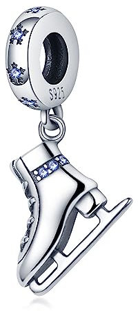 Rimgoris 925 Sterling Silber Anhänger Charm für Frauen Armbänder Sport Hobbys Schlittschuhe 5A Zirkonia Geburtstag Muttertag Geschenk Charms für Frauen