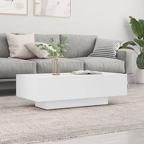 AUVYI Wohnzimmer Couchtisch 100x49,5x31 cm Sofatisch Beistelltisch Kaffeetisch Wartebereich Tisch Konsolentisch Schlafzimmermöbel Telefontisch Schlichtes Design Holzwerkstoff Weiß