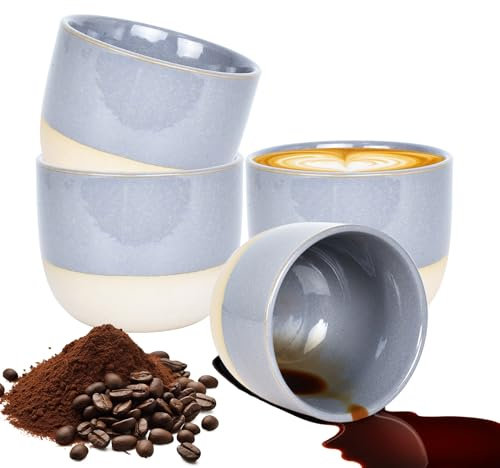 4 Tazas De Espresso 150 ML,Taza Cafe Sin Asa,Taza Te Sin Asas,Taza Sin Asa Ceramica,Taza Espresso Sin Asa Cafe