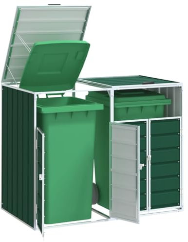 Générique Rangement à roulettes pour poubelles pour Deux bacs Acier, Maison & Jardin, Produits ménagers, Accessoires pour conteneurs à déchets, Cache-conteneurs à déchets, Vert, 21.75 KG, 4006175