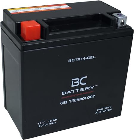 BC BATTERY Batteria Avviamento Moto al GEL 12V 12Ah BCTX14-GEL Moto&Scooter, esente da manutenzione sigillata precaricata simile a YTX14-BS