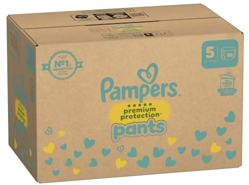 Pampers Premium Protection Pants Taille 5, 88 Couches, 11-17kg, Avec Maintien 360° et Matières Ultra-Douces Pour Notre Meilleur Confort Et Protection