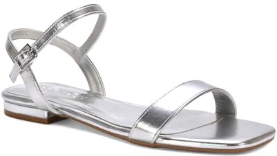 ESSEX GLAM Women's Flat Strappy Sandals Ladies Ankle Strap Open Toe Buckle Synthetic Leather Shoes Size 3-8