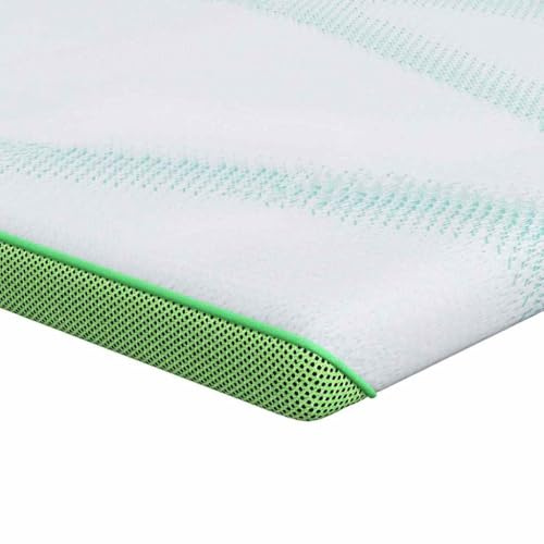 vidaXL Madrasskydd Vit och grön 70 x 200 cm Jacquard tyg, Uppgradera sovrummet, modern skumtopper, mjuk sängförbättrare, mysig sövyta, plyschpolyesterlager